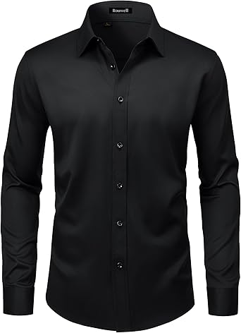 Mens Long Sleeve Cotton Wrinkle-Free Button Down Shirt