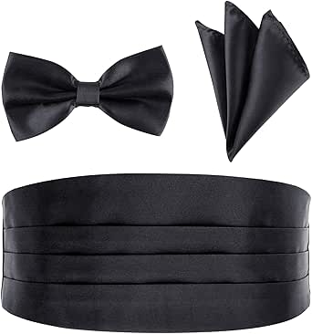 Formal Cummerbund, Bow Tie, and Pocket Square Set for Men