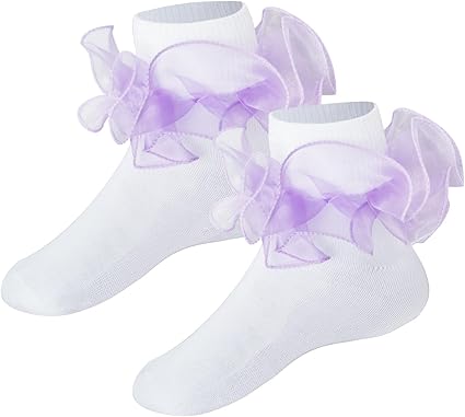 1 Pairs Soft Cotton Ruffle Sock Girls Casual White Socks for School Uniform