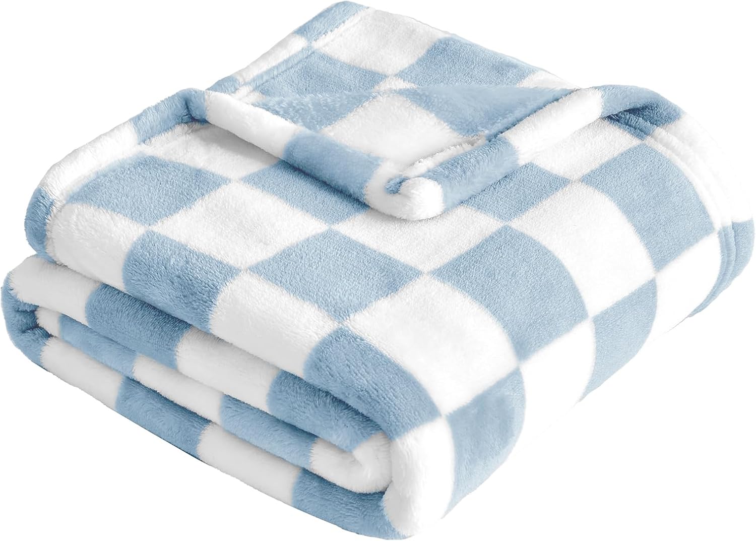 Checkered Fleece Baby Receiving Blanket 30x40 Inch Blue