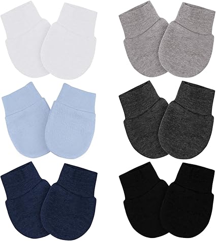 Baby No-Scratch Cotton Mittens Soft Infant Gloves 6 Pairs