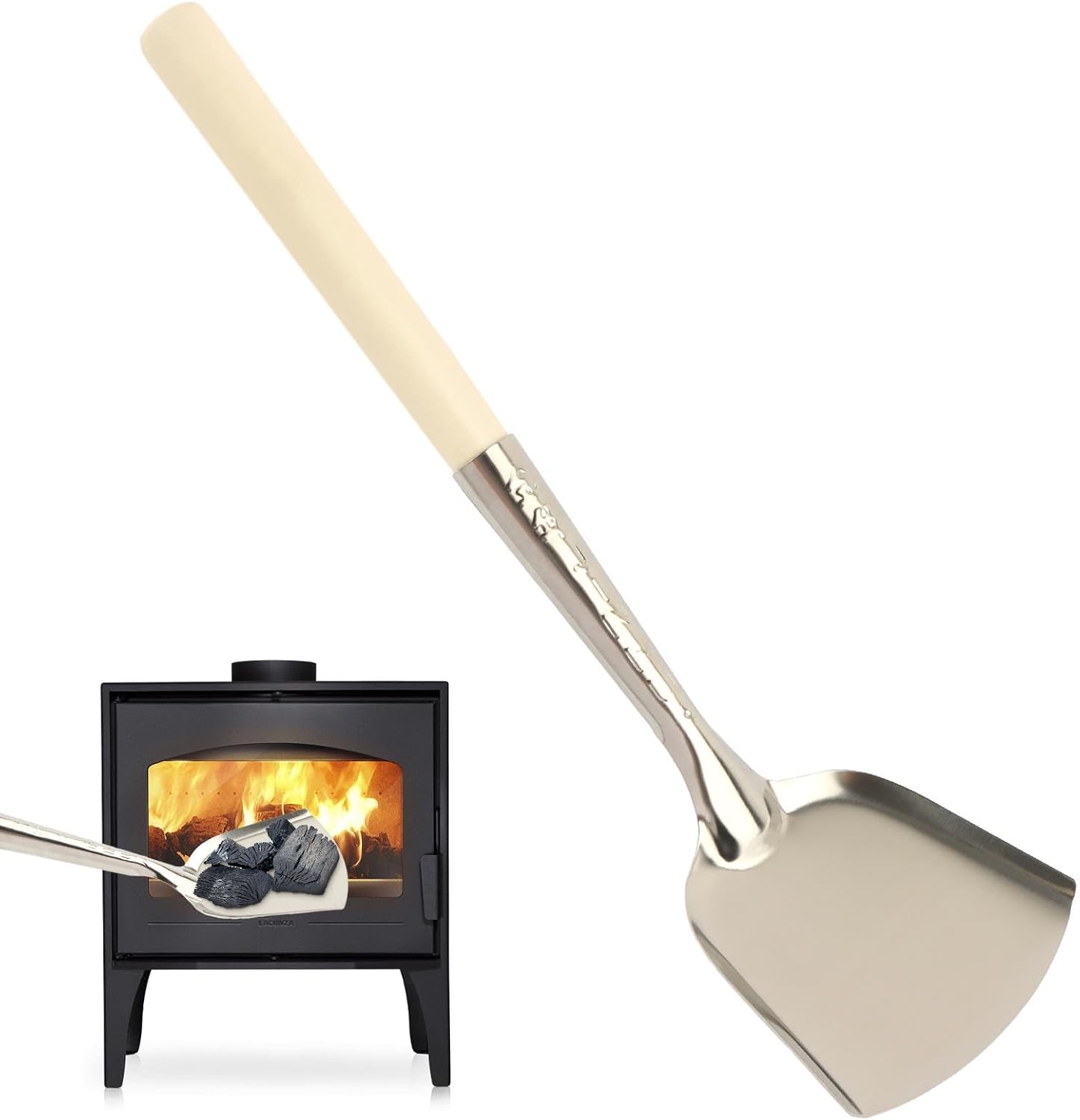 Fireplace Ash Shovel with Wooden Handle