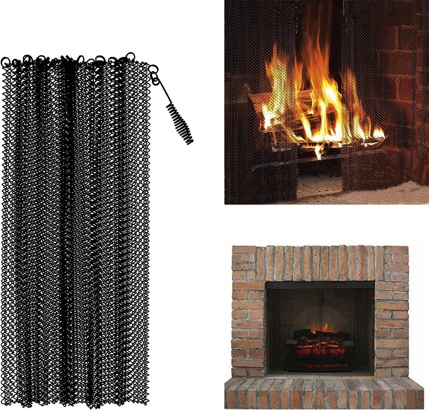 Fireplace Mesh Screen Curtain 18" H x 22.8" W 2-Pack