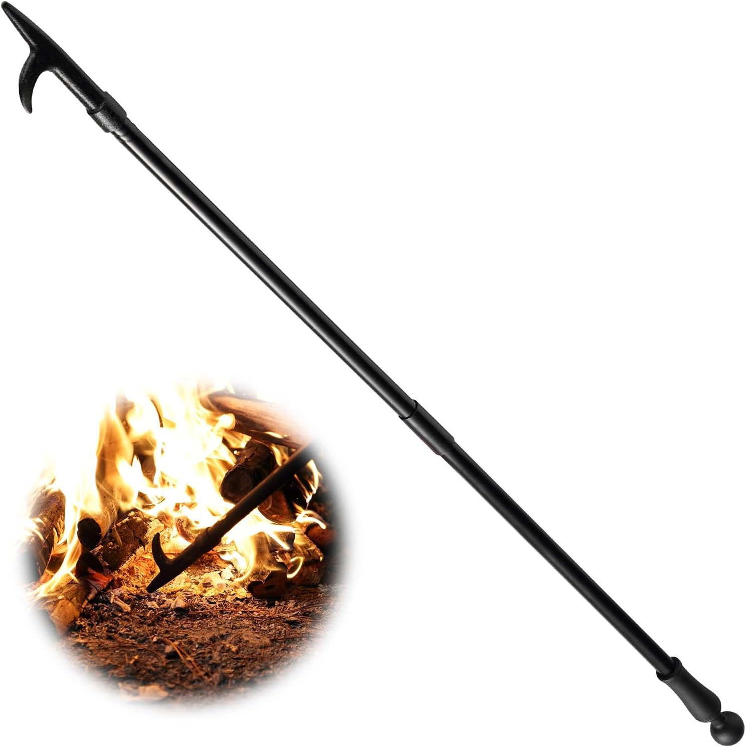46 Inch Extra Long Fire Poker for Fireplace and Outdoor Use