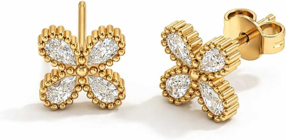 Clover Cubic Zirconia Stud Earrings