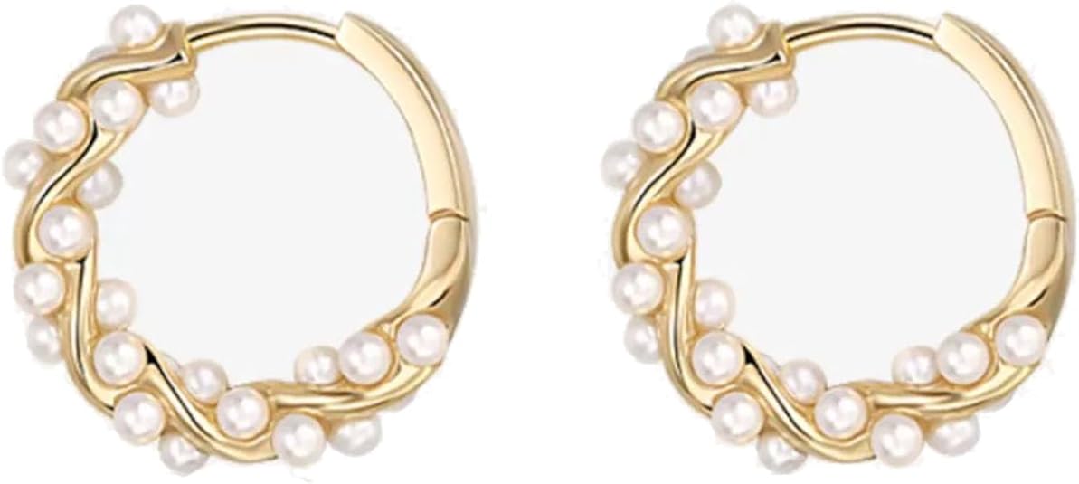 Chunky Pearl Hoop Earrings