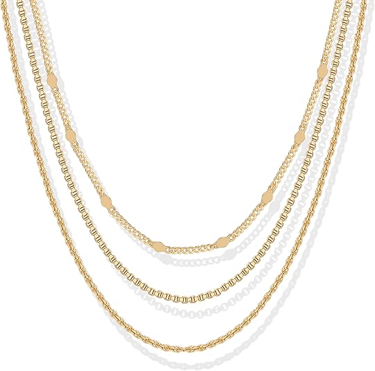 Layered Yellow Gold Plated Chain Necklace Set