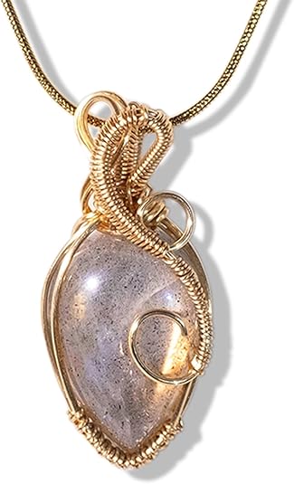Wrapped Labradorite Crystal Pendant Necklace