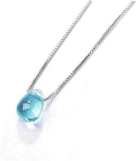 Blue Waterdrop Glass Pendant Necklace