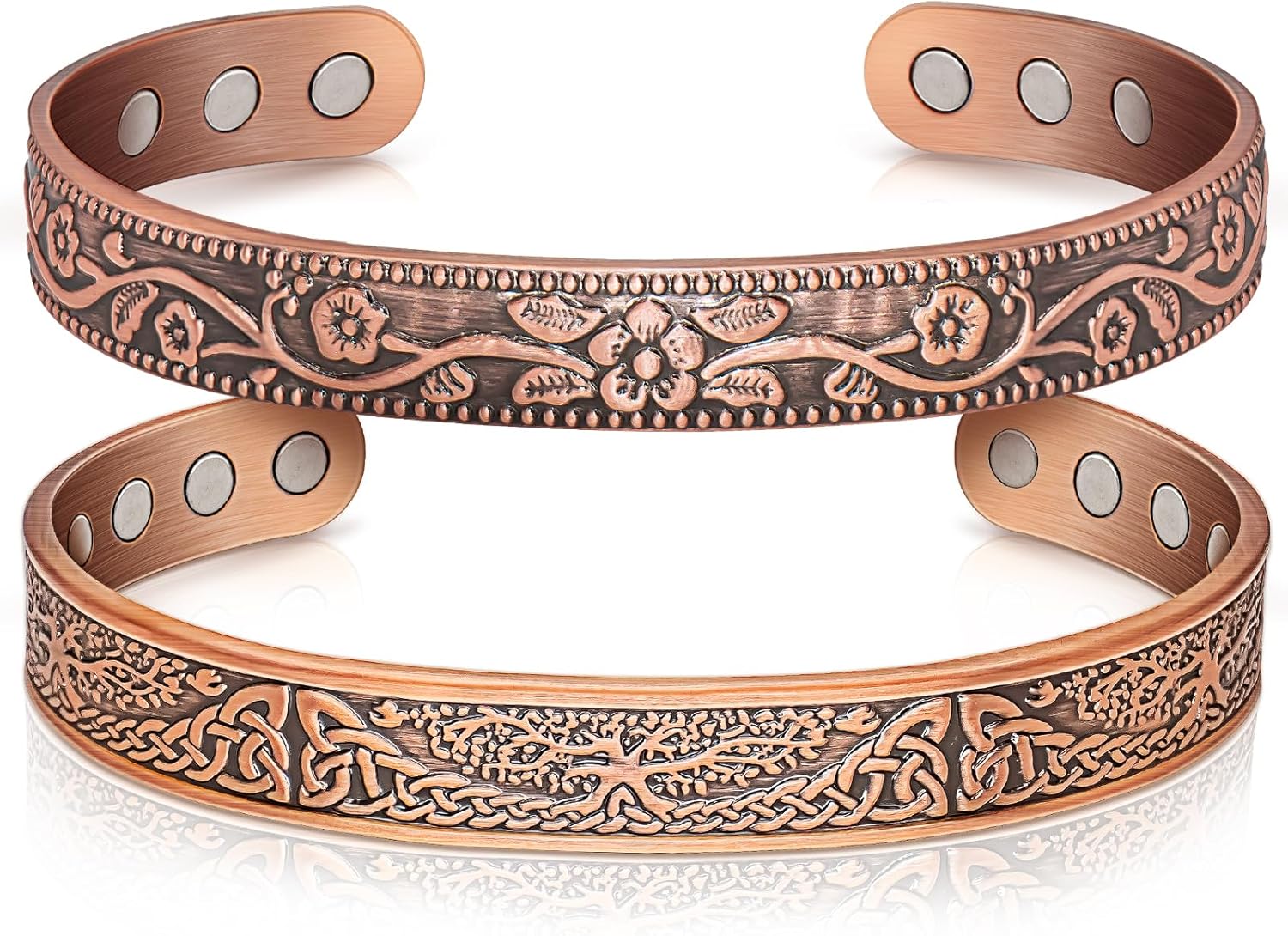 Copper Cuff Bangle Bracelet Set