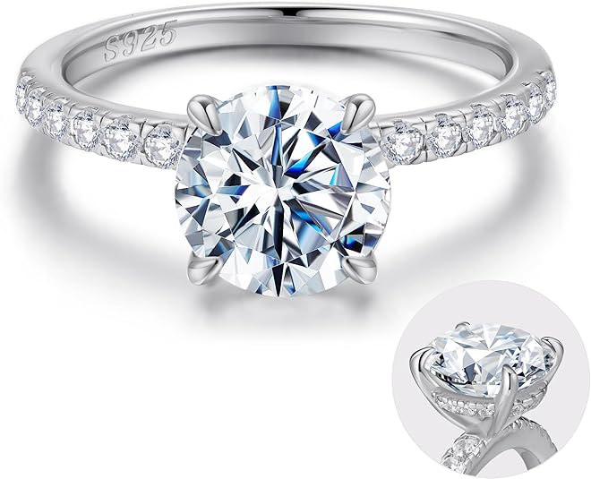 Hidden Halo Cubic Zirconia Solitaire Engagement Ring