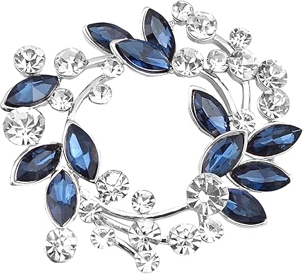 Clear Crystal Rhinestone Floral Wreath Pin Brooch