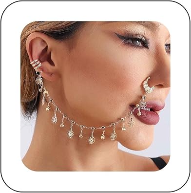 Vintage Flower Nose-to-Ear Chain Jewelry