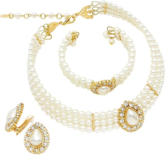 Simulated Large Teardrop Pearl 3-Piece Bridal Jewelry Set