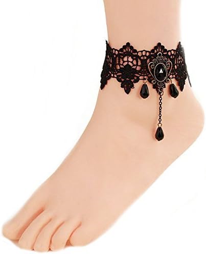 Clear Rhinestone Lace Anklet Bracelet for Women