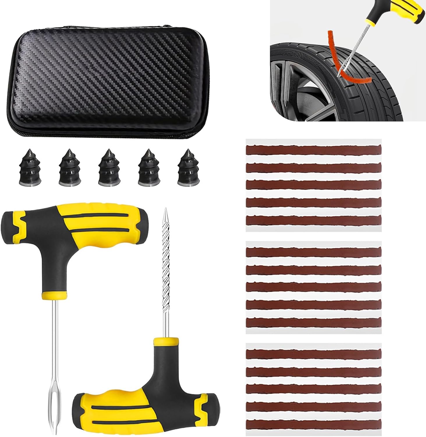 Heavy Duty 22-Piece Tire Repair Kit with T-Handle Tools