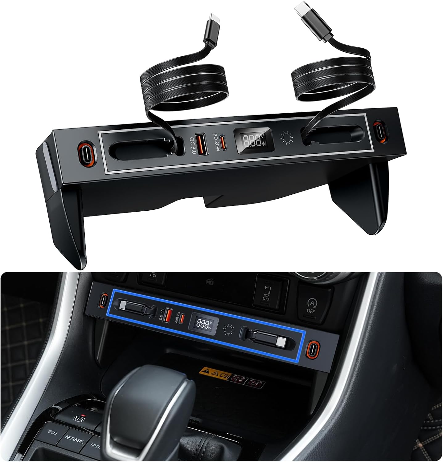 Multi Port Car Charging Dock for Compatible RAV4 Center Console