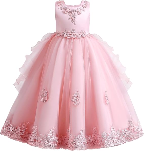 Girls Flower Princess Maxi Pageant Gown for Kids
