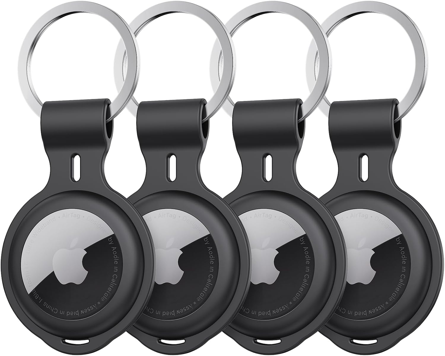 4 Pack Silicone Tracker Holder Case with Keychain Rings