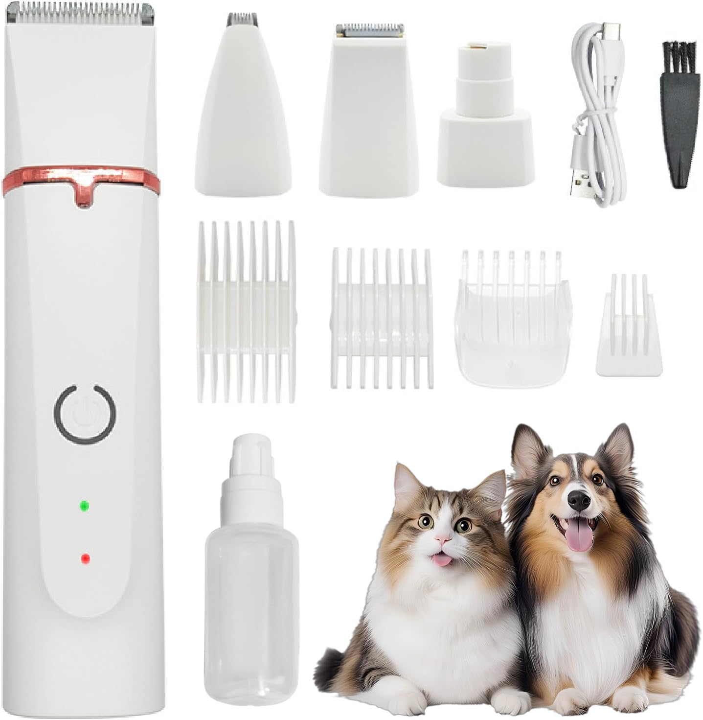 4-in-1 Cordless Dog and Cat Grooming Kit with Clippers and Nail Grinder