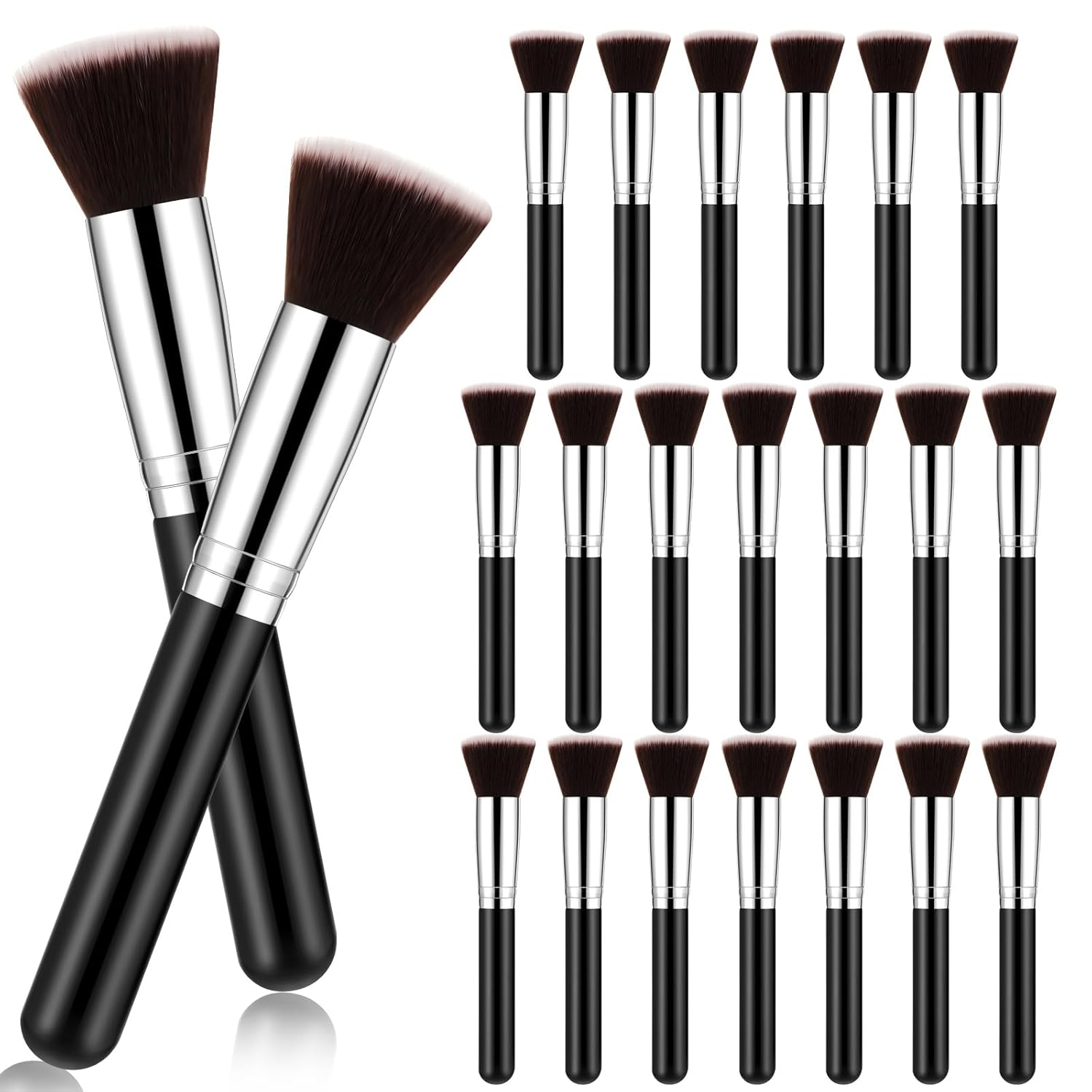 Flat Top Kabuki Face Makeup Brush Set, 20 Pieces