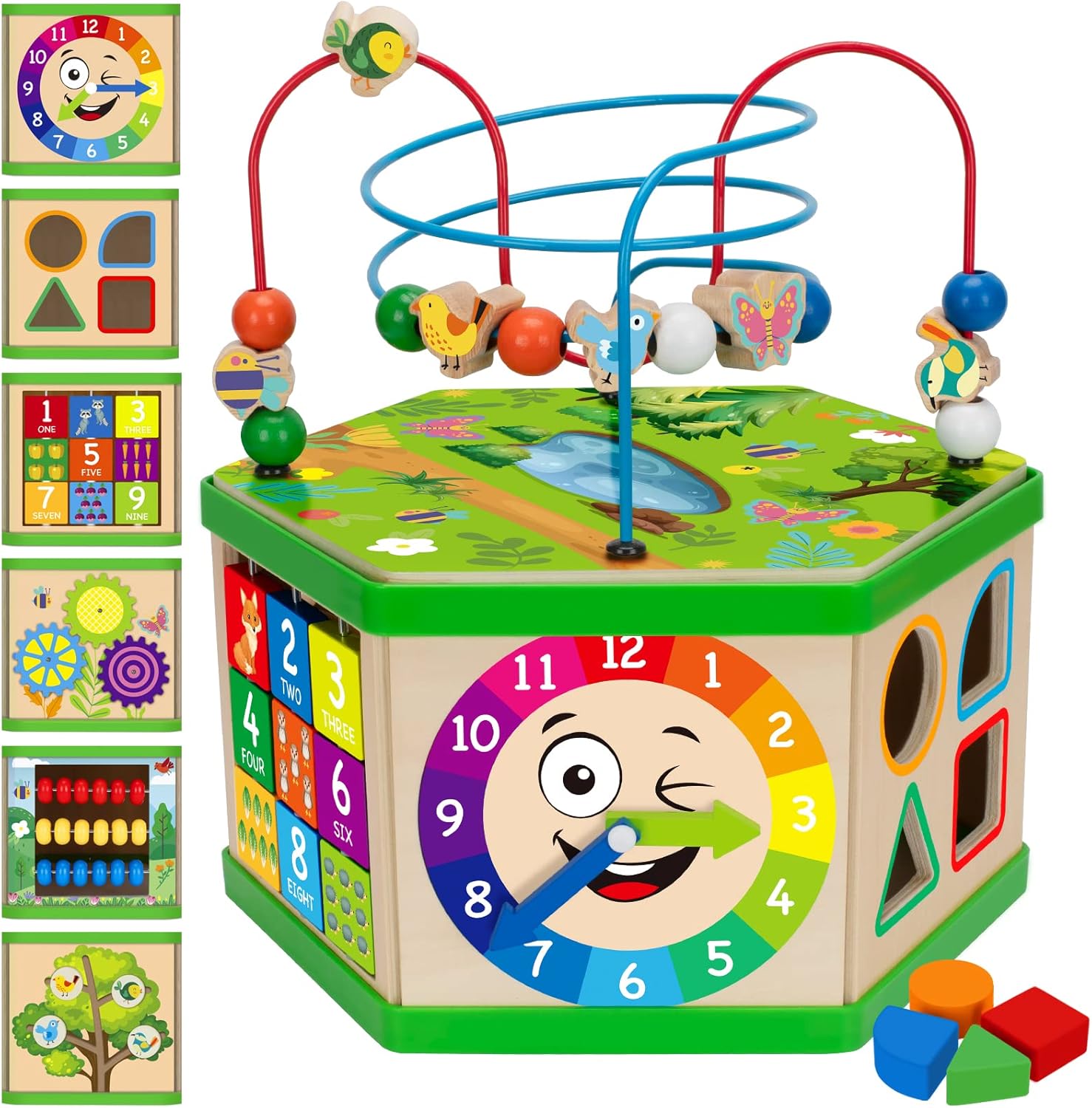 Wooden 7-in-1 STEM Activity Cube for 1 Year old