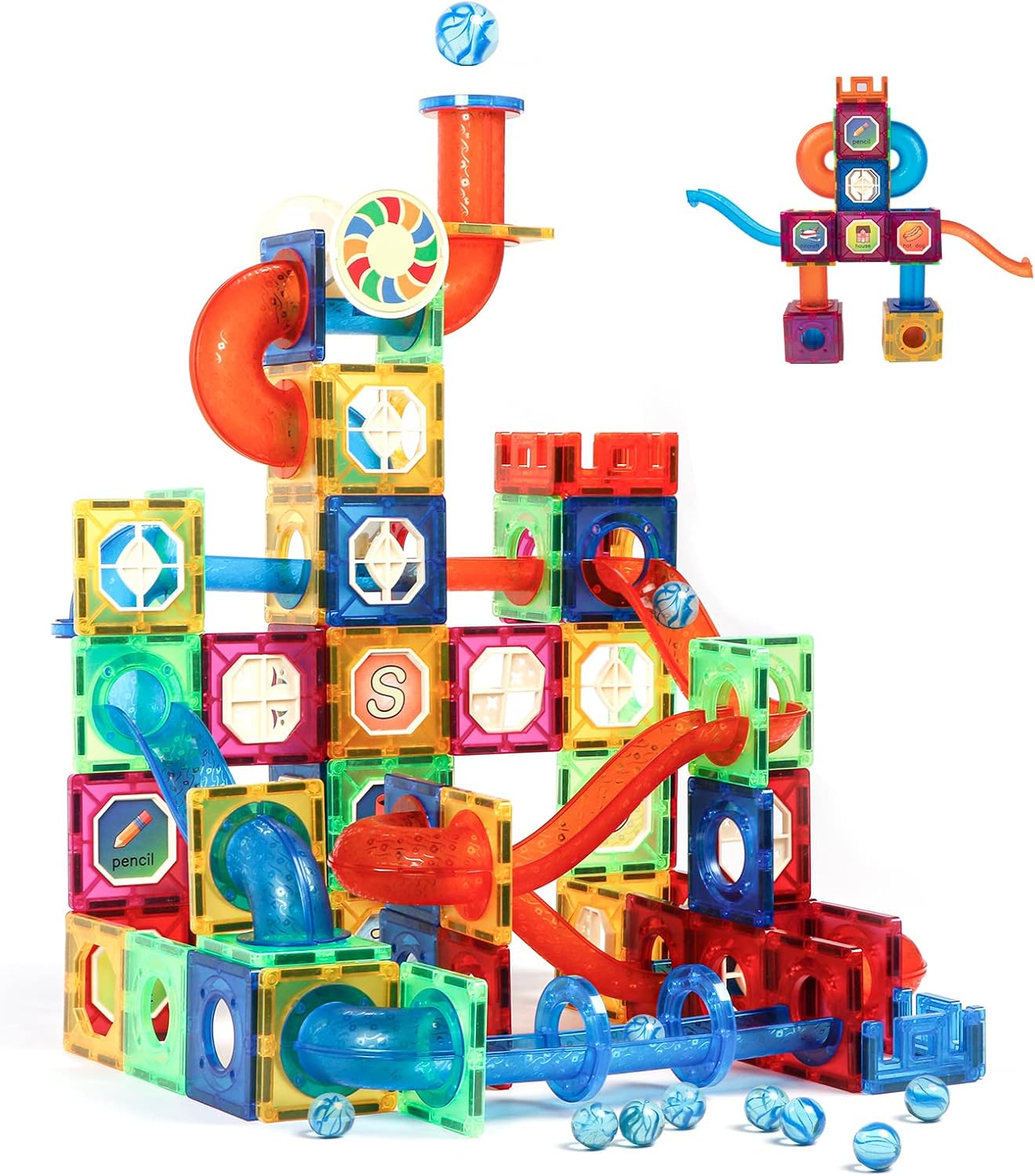 Magnetic Marble Run Building Set 176pcs for Kids