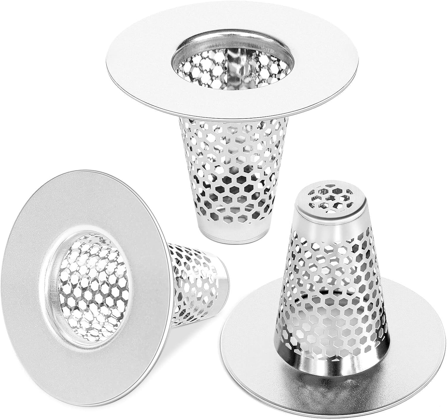 Stainless Steel Cone Drain Strainer Hair Catcher 3 Pack