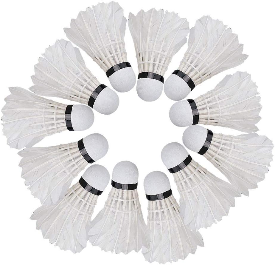 12Pcs White Goose Feather Badminton Shuttlecocks