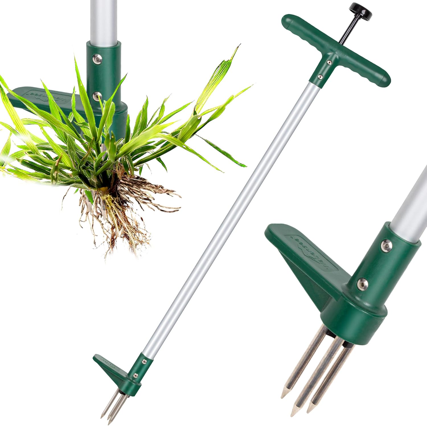 Stand-Up Weed Puller Tool with Long Handle and 3 Claws
