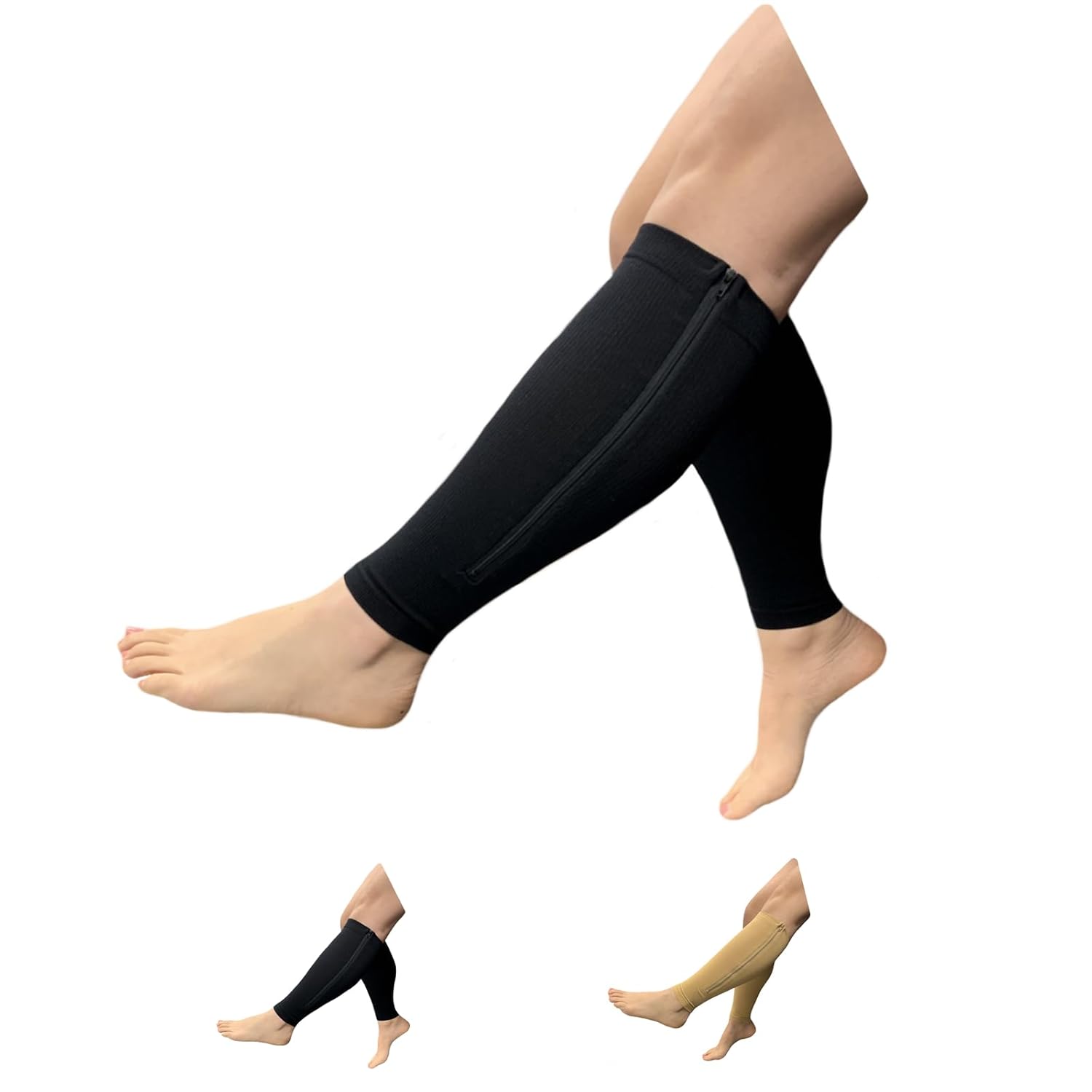 Footless Compression Calf Sleeves with Zipper