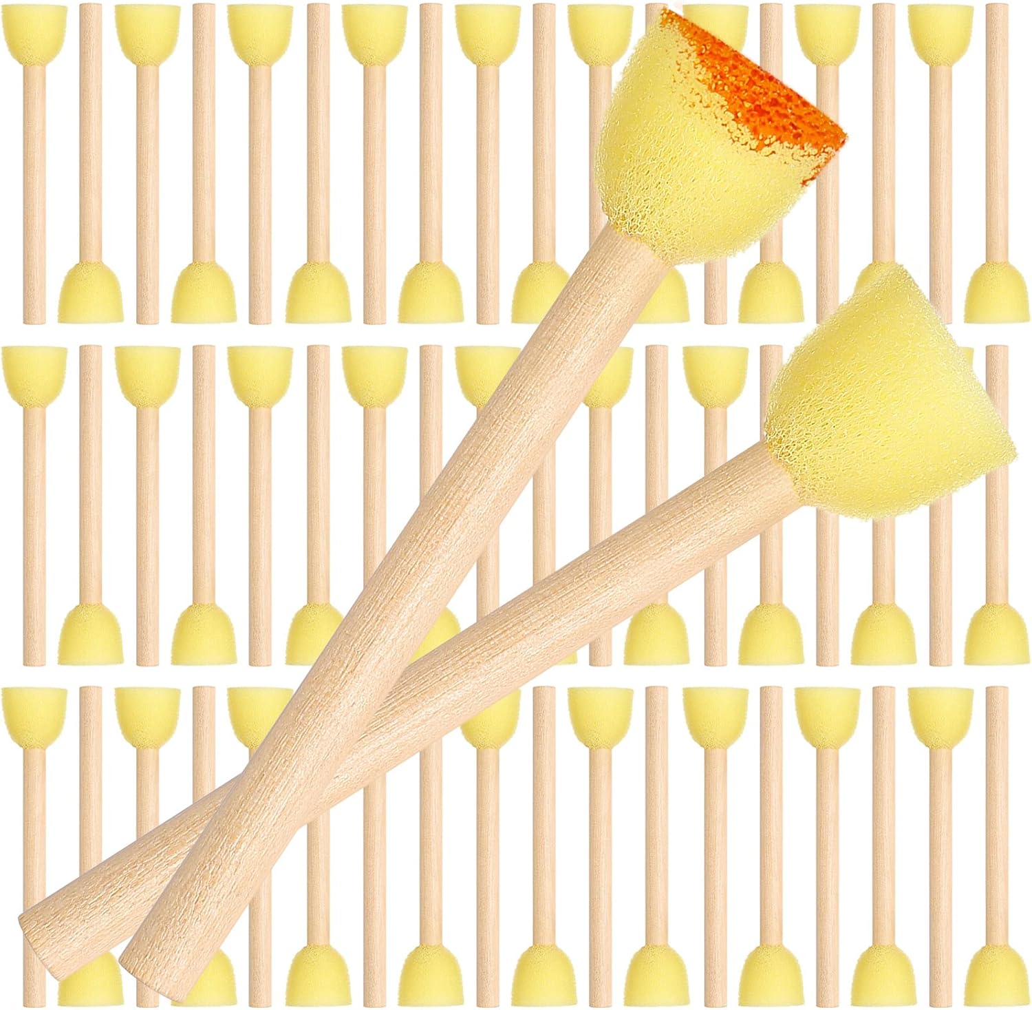 Round Foam Paint Sponge Brush Set, 100 Pieces