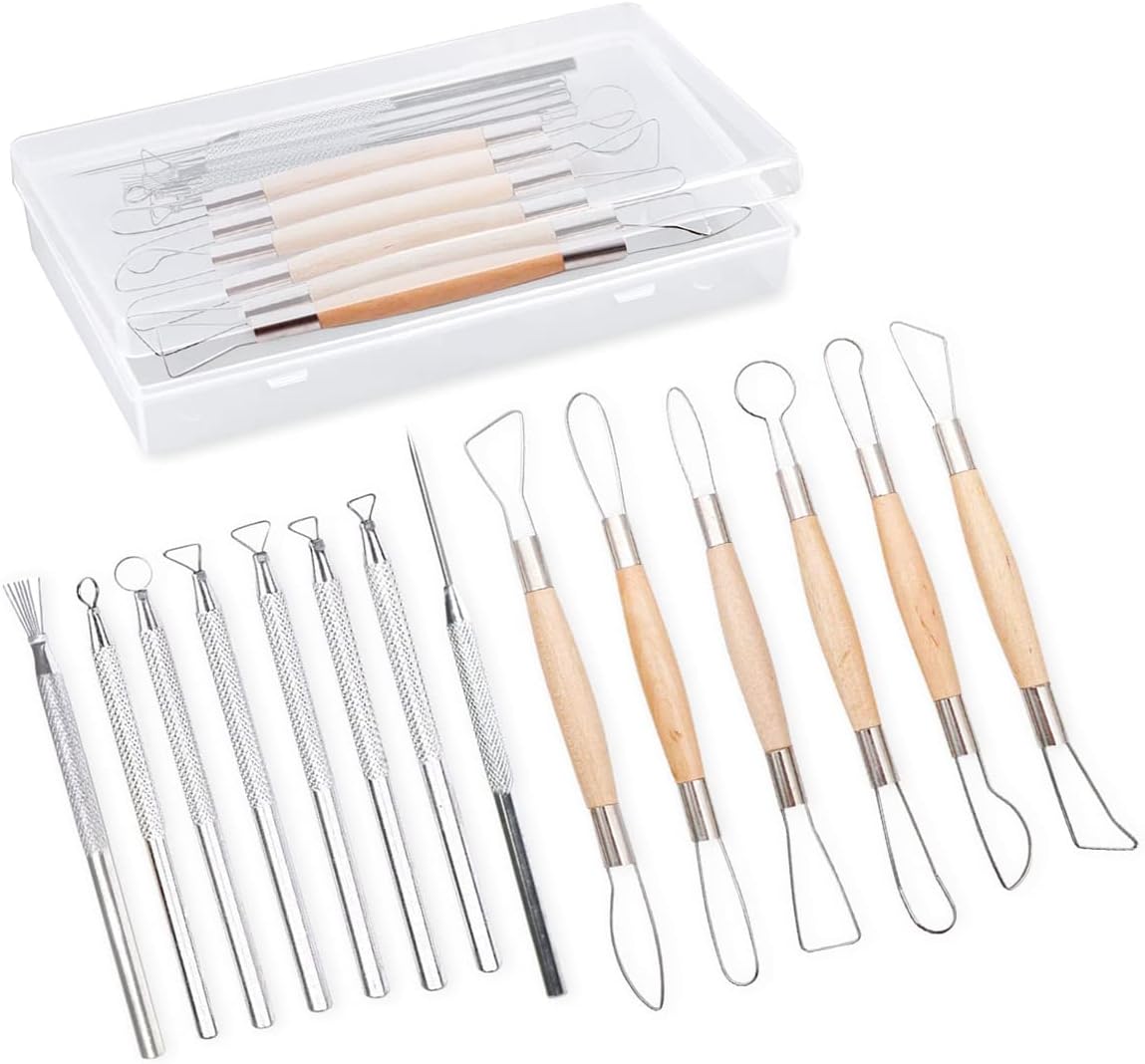 Ceramic Pottery Clay Ribbon Sculpting Tool Kit, 14 Pieces