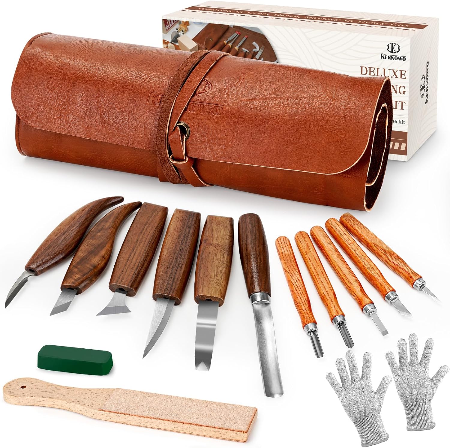 15-Piece Wood Carving and Whittling Knife Tool Kit with Storage Bag
