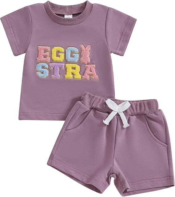 Toddler Easter Outfit Short Sleeve Shirt and Shorts Set