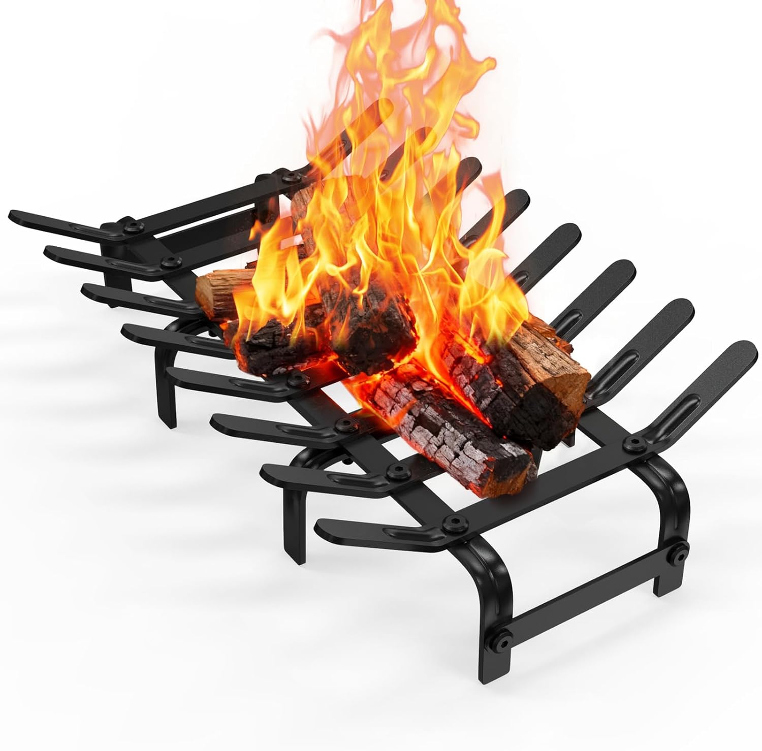 Steel Fireplace Grate Rack 19 x 12.5 Inch Black