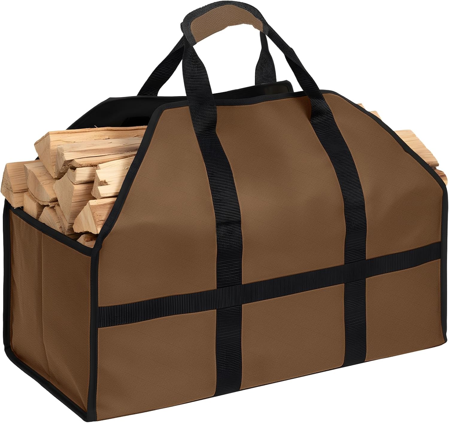Heavy Duty Oxford Log Tote Wood Carrying Bag with Handle Strap