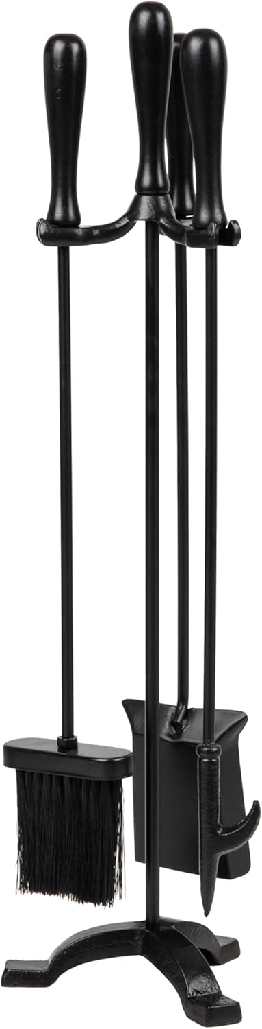 Fireplace Tool Set with Stand, Poker, Brush, and Shovel 6.25"L x 6.25"W x 30"H