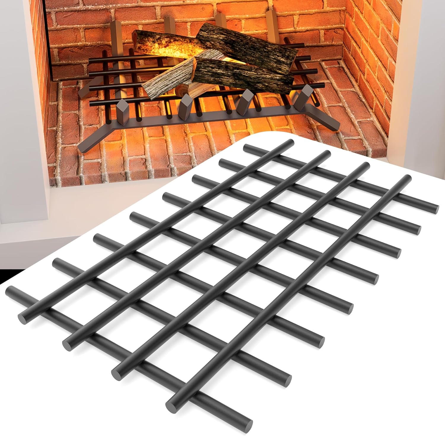 Fireplace Grate Ember Retainer with Extra Thick Metal Mesh, 15.75" x 10"