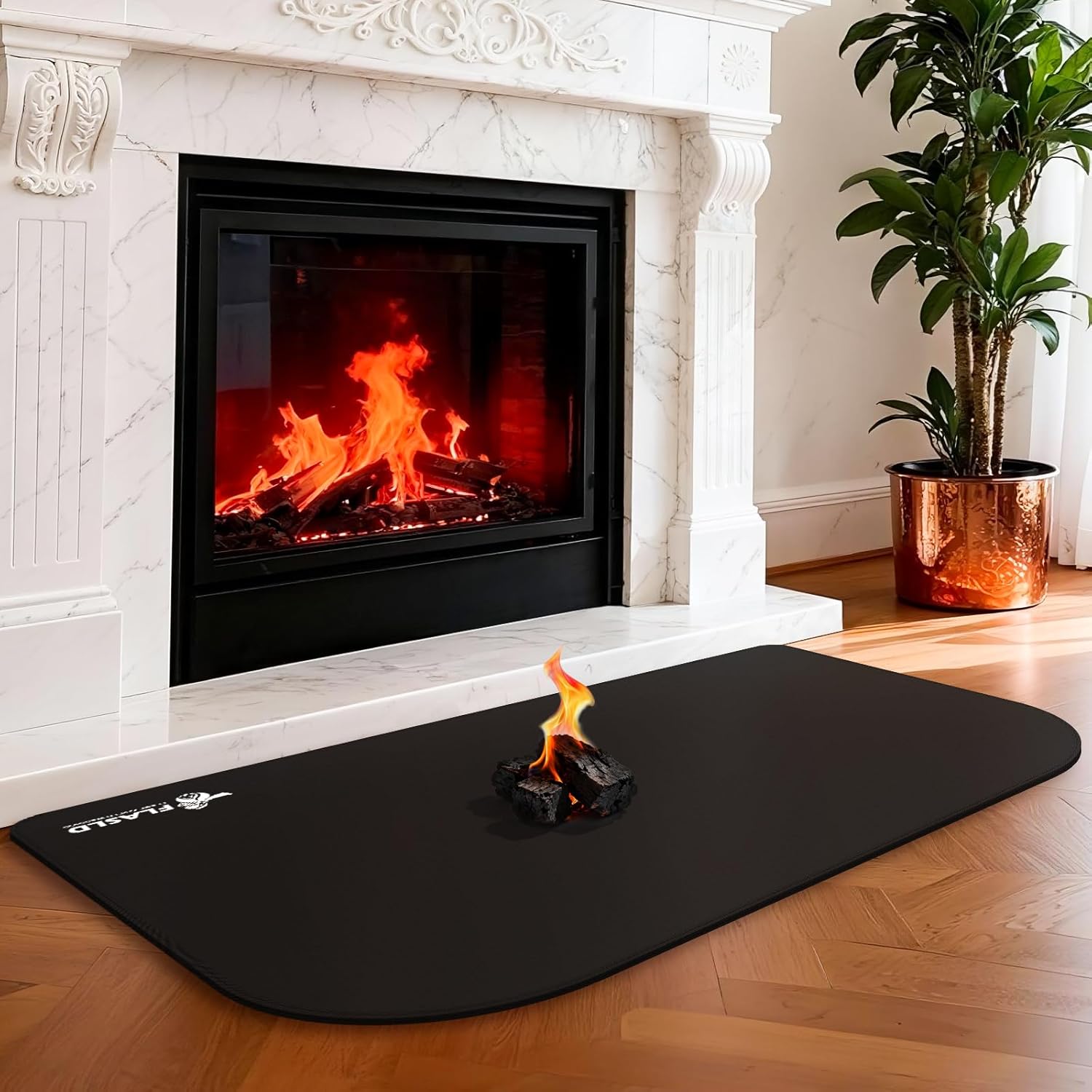 Fireproof Indoor and Outdoor Fireplace Mat (25 x 39 inch)