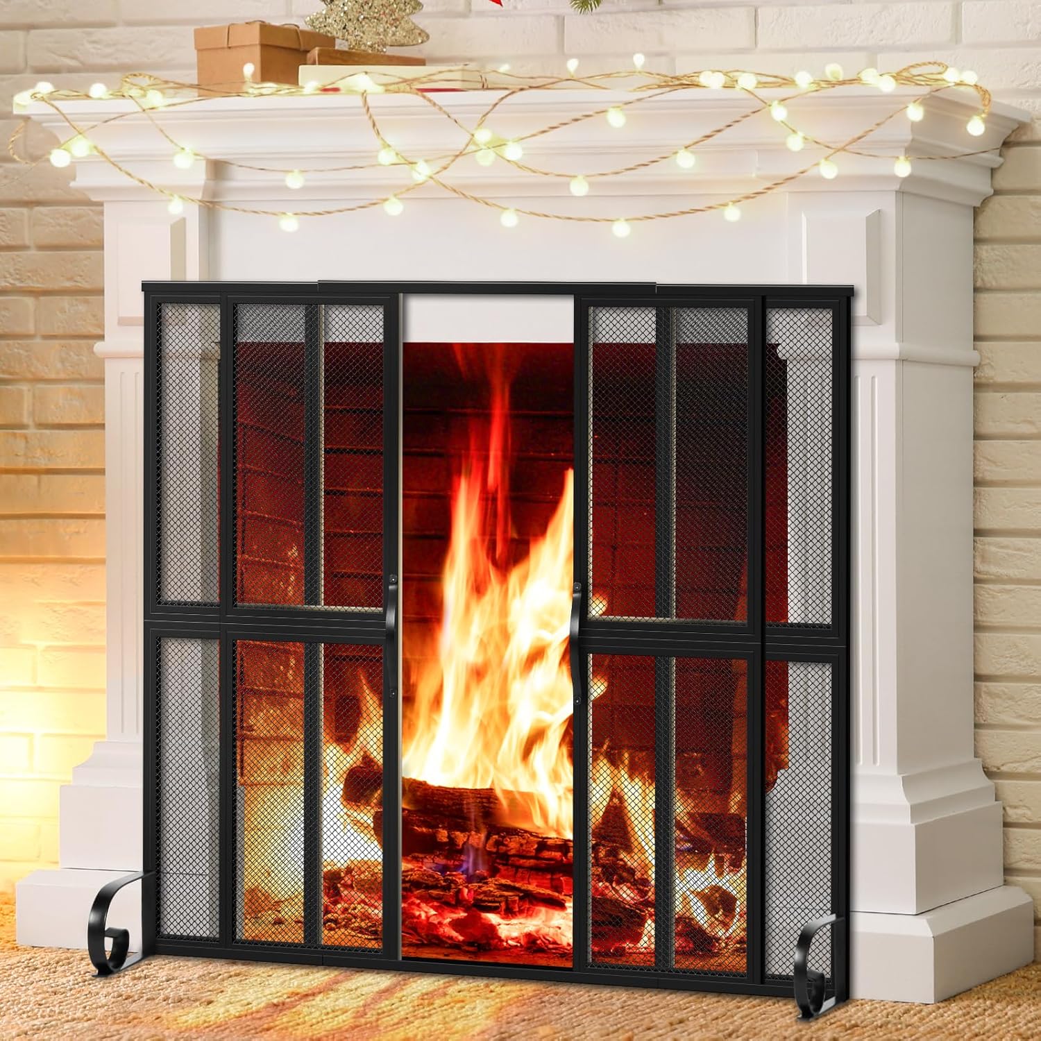 Fireplace Screen with Sliding Doors - 37.8" W x 30.7" H