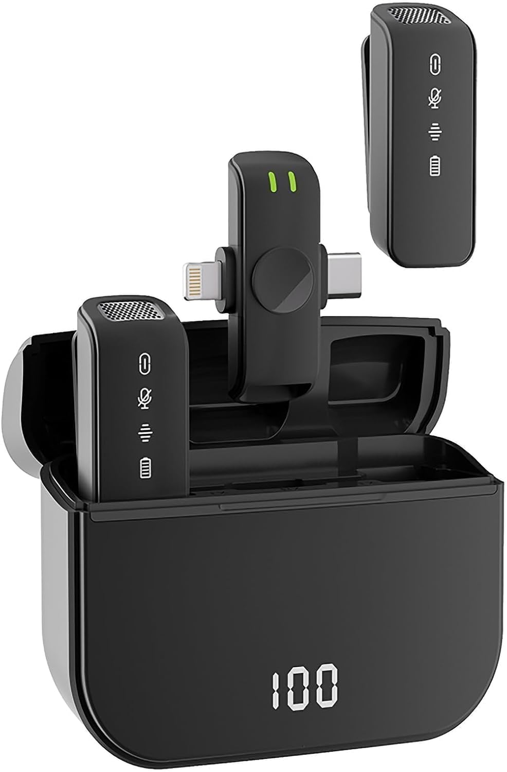 Wireless Lavalier Microphone with Charging Case for iPhone and Android