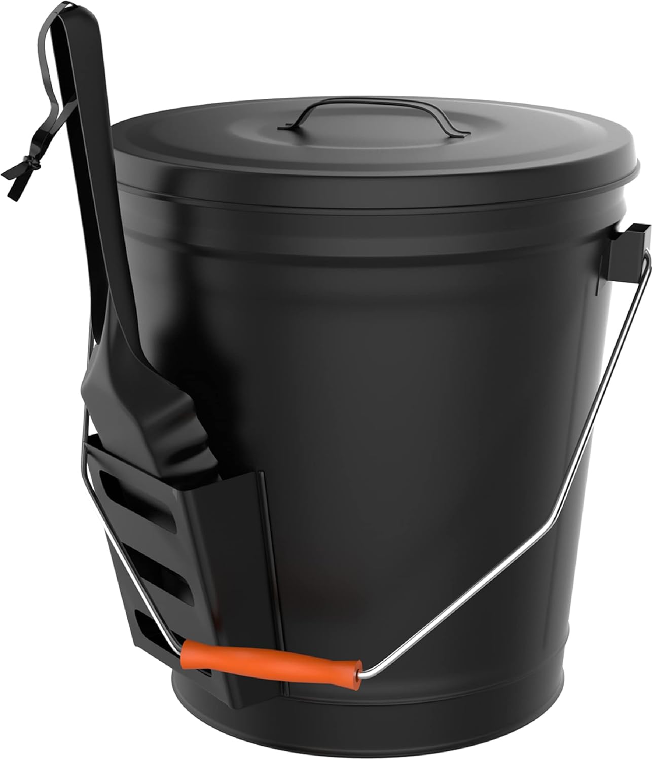 4.75-Gallon Ash Bucket with Lid and Shovel for Fireplace