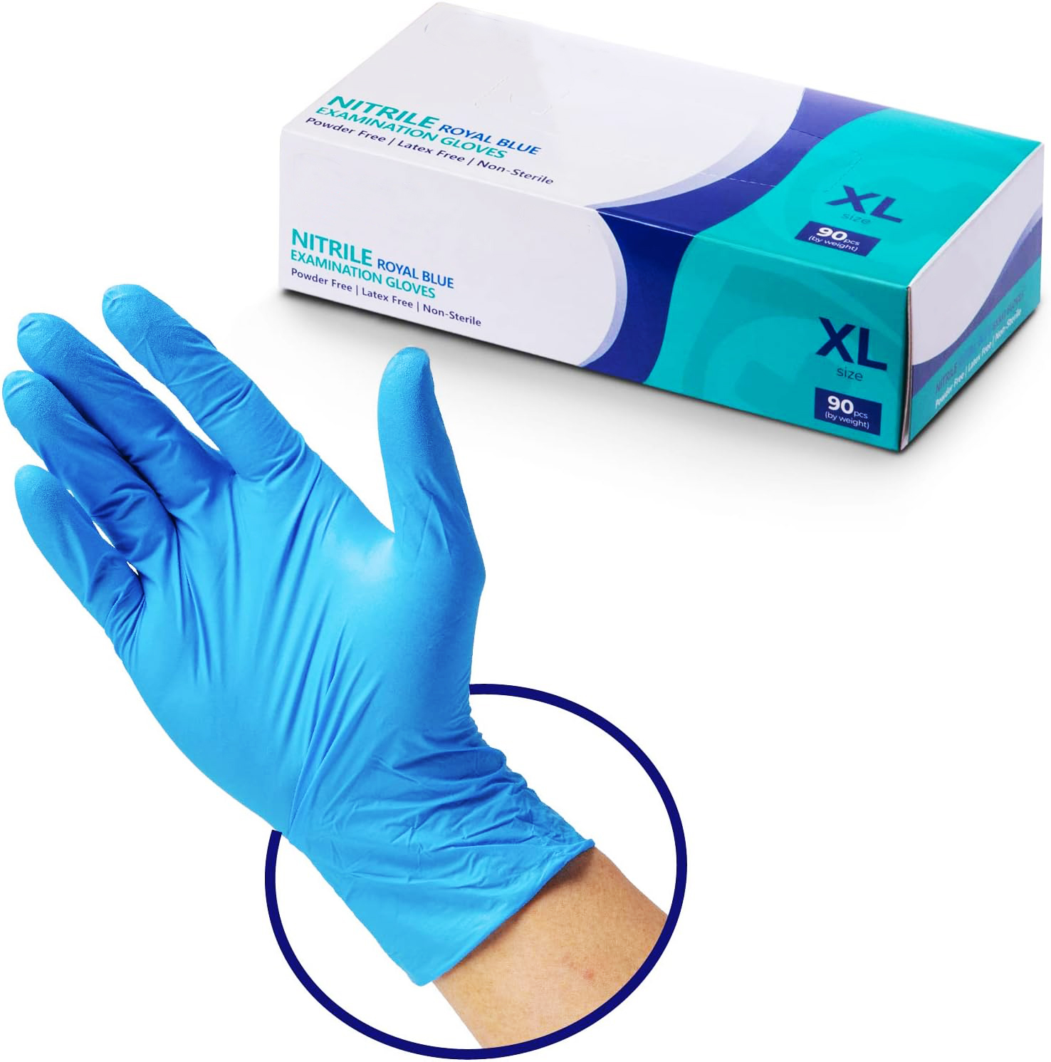 Blue Nitrile Exam Gloves, 90-Count