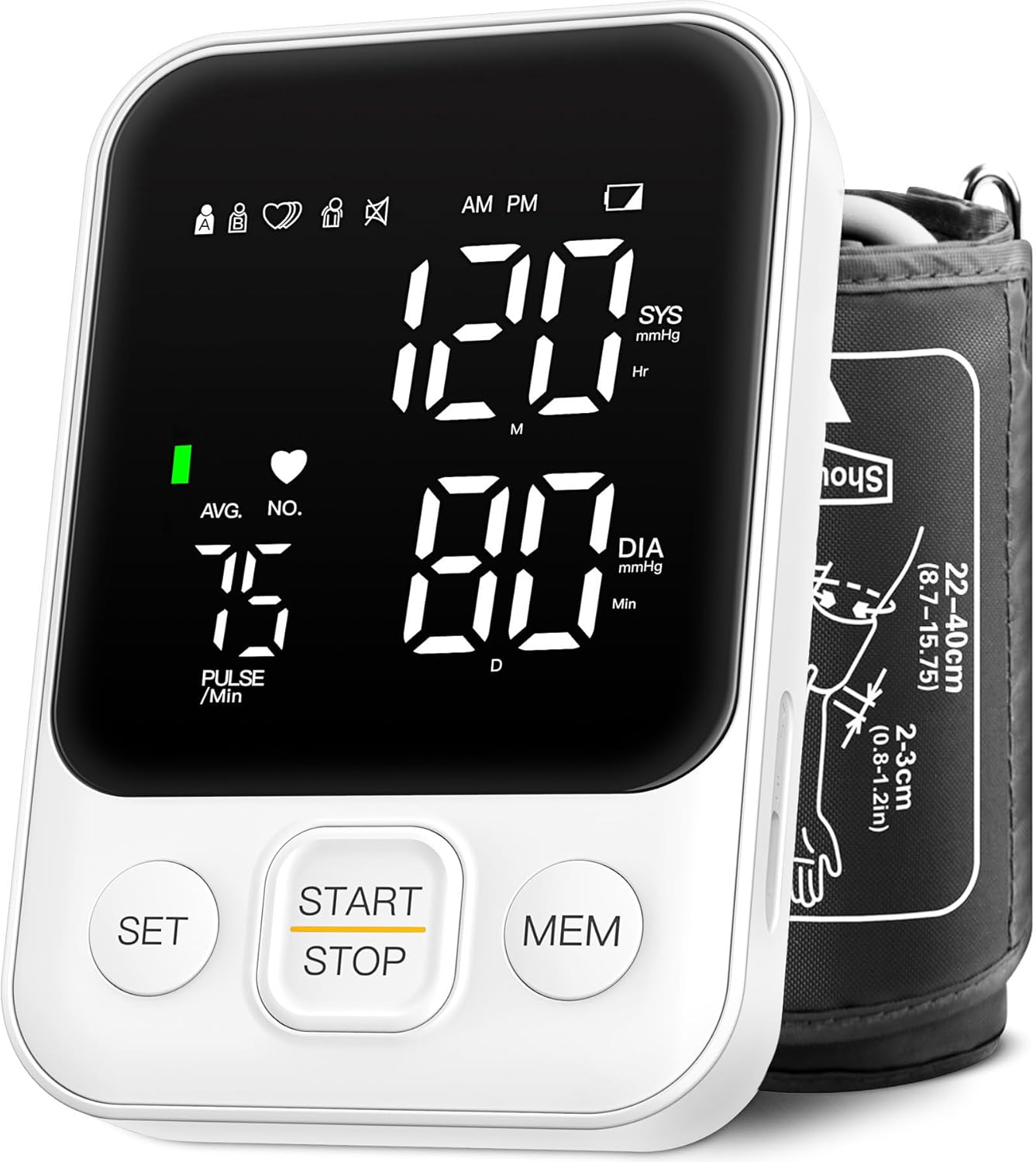 Upper Arm Blood Pressure Monitor with LED Display & Memory
