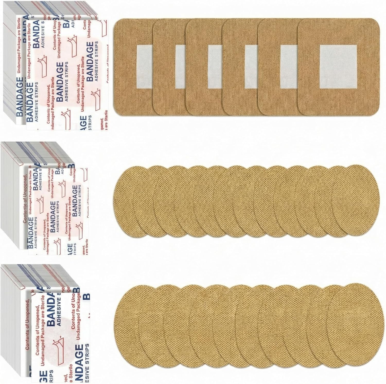 Assorted Adhesive Bandages – Round Spot & Knuckle Fingertip, 100-Piece Combo Pack