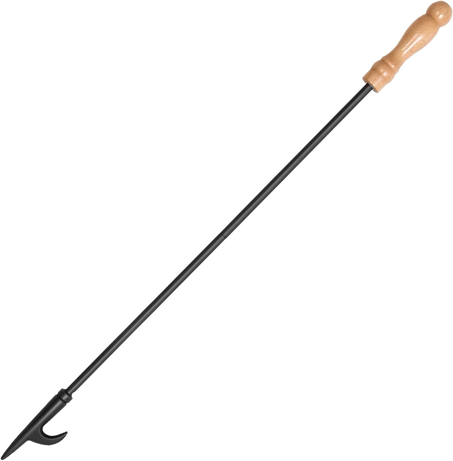 32 Inch Solid Steel Fire Pit Poker with Wooden Handle