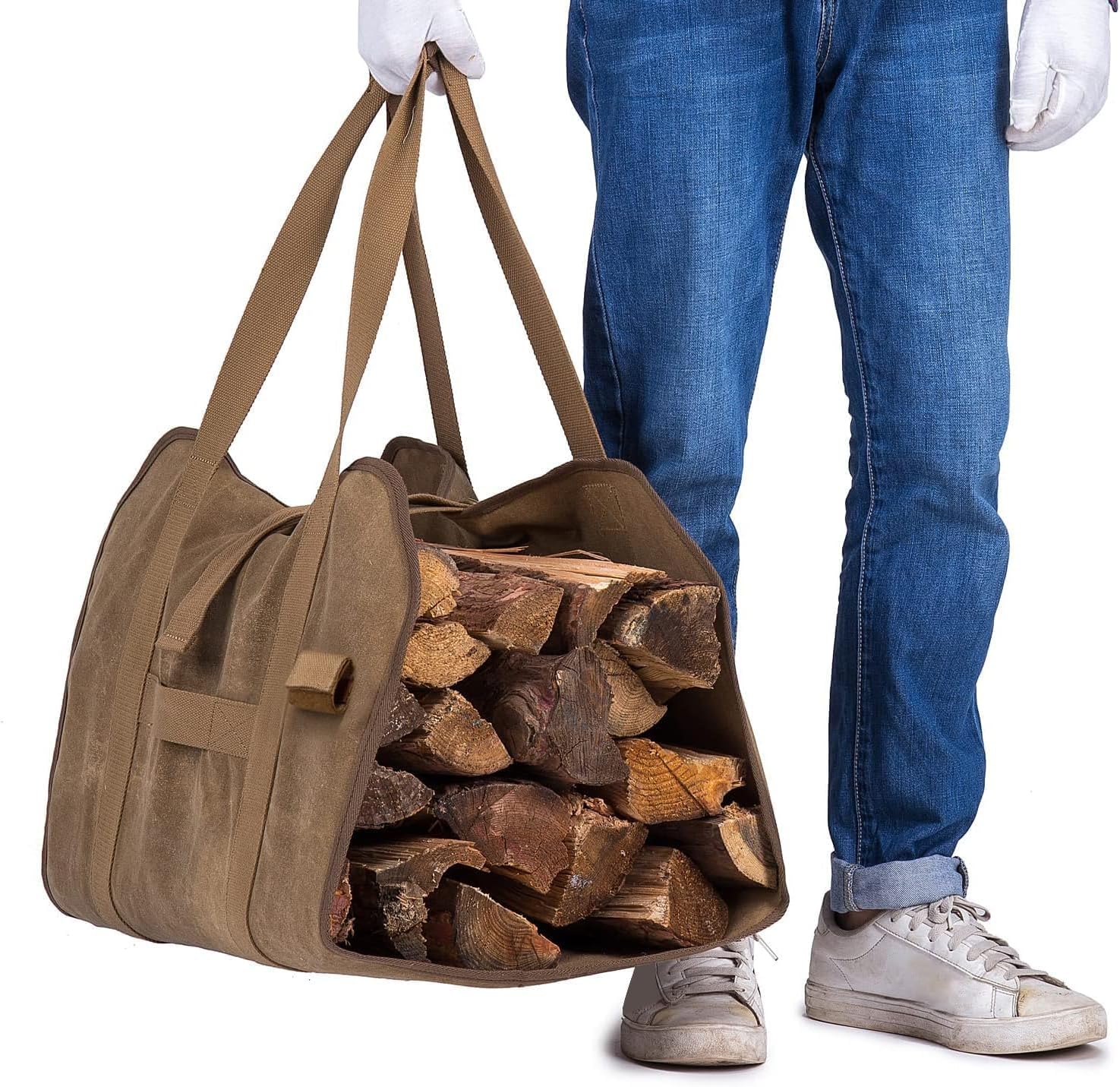 Heavy Duty Tote Bag for Logs, Wood Carrying, Fireplace Carrier