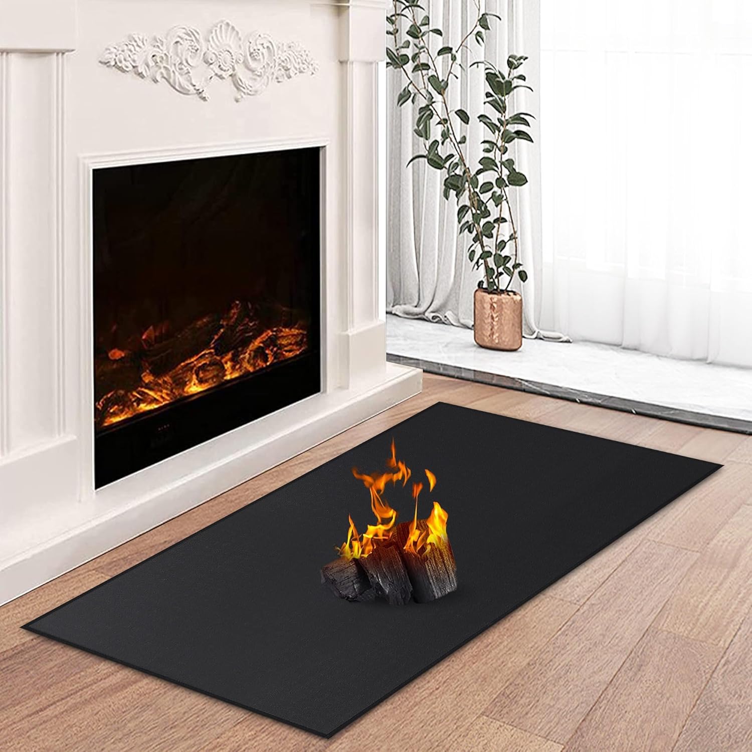 Fire Resistant Fireplace Hearth Rug Mat, 48 X 28 X 0.04 inch