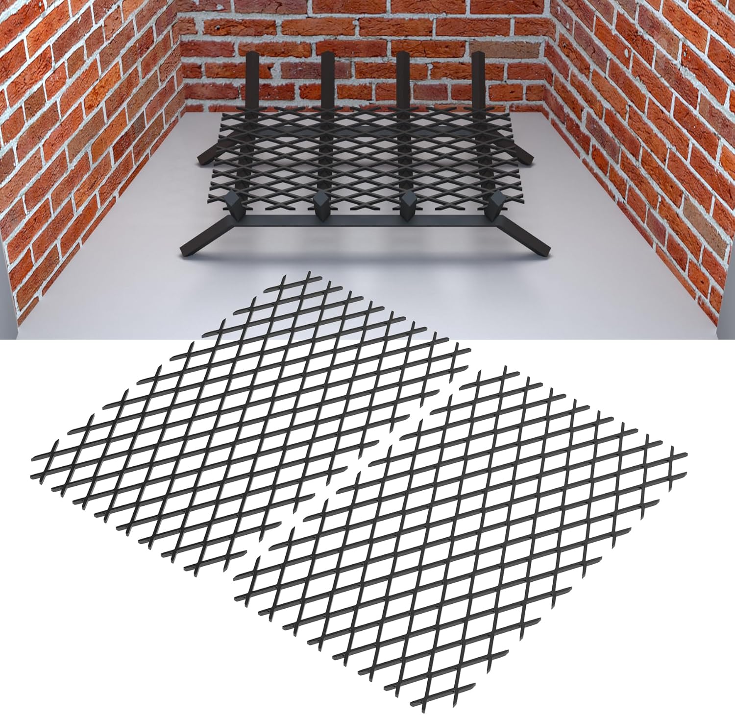 Steel Mesh Fireplace Ember Retainer Grate 16x10 Inch